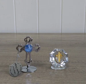 Crucifijo de cristal austriaco cromado X 1 más otro crucifijo de cristal - Imagen 1 de 9