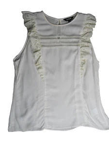 Womens Express Sleeveless Top Size Small Cream Eyelet Ruffle - Picture 1 of 5