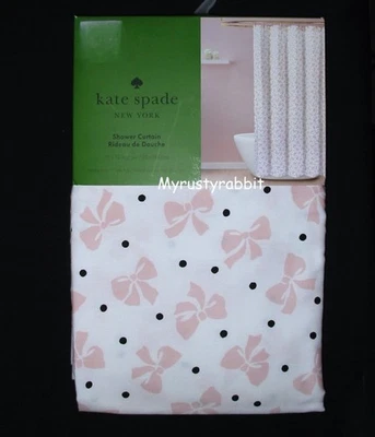 Cortina de ducha de tela Kate Spade rosa lazos 72" x 72" mezcla de algodón ~ NUEVO Foto 1 de 4