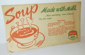 Vintage Milchmann Flaschenaufhänger Zahlung Umschlag SUPPE mit Milch Damaskus Molkerei OREGON - Bild 1 von 3
