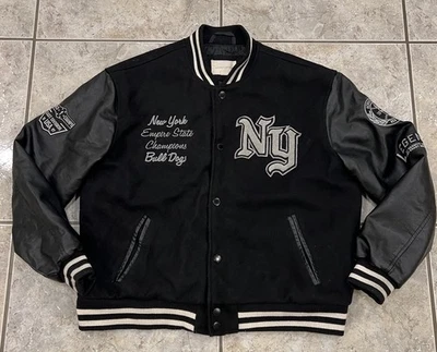 Mens Large Aeropostale New York City Varsity East Coast Jacket Coat Bomber Black - Image 1 of 4