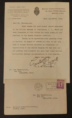 British Consulate-General 1942 Correspondence Letterhead and Envelope Signed - Image 1 of 3