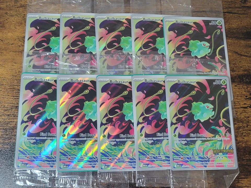 Запечатанный Лот с Штампом Bulbasaur #133 Mega Evolution x10 Промо Улучшенная Коробка Топпер - Изображение 1 из 1