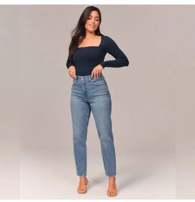 Pantalones de mezclilla ABERCROMBIE & FITCH talla grande años 20 mamá tiro alto curva cintura 35 2XL elásticos Foto 1 de 4