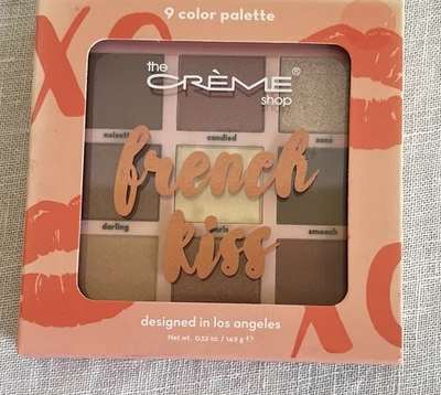 CRÈME Shop Eyeshadow Palette FRENCH KISS Matte Shimmer Glitter Neutrals 9 Color - Image 1 of 2