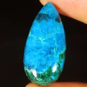 26.95 Cts 100% Natural Azurite Cabochon Pear Shape Gemstone 14x31x6 mm GL-113 - Picture 1 of 7