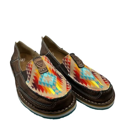 Ariat Cruiser Shoes 9.5 B Brown Aztec Slip On Loafers Leather Textile Womens - Image 1 of 4