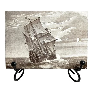 Antiker Wedgwood 1910 Kalender Werbung Fliese Mayflower Schiff - Bild 1 von 6