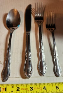 Silberbesteck Set Edelstahl Porzellan 18 Messer, 18 Löffel, 15 Gabeln & 16 Kuchengabeln - Bild 1 von 4
