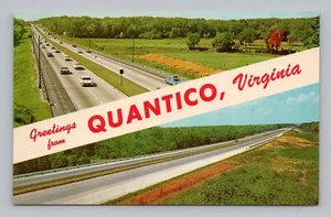 Postcard Greetings From Quantico Virginia Vintage Cars - Picture 1 of 2