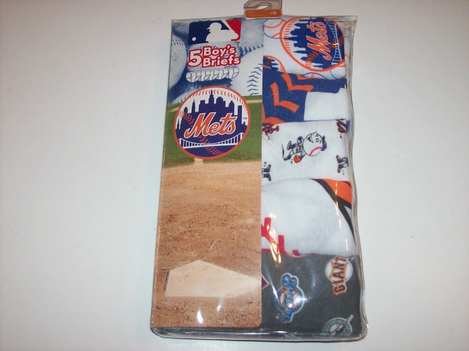 Nueva ropa interior de los Mets de Nueva York calzoncillos niños 5 calzoncillos talla 4 equipos de béisbol MLB Foto 1 de 2
