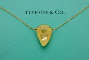 Vintage Tiffany & Co. Elsa Peretti Almond Locket on 24” 18k Yellow Gold Necklace - Picture 1 of 13