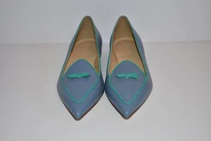 NWB JCrew $148 Two-Tone Pointed-Toe Loafers Size 6 Peri Shadow Blue H5521 - Picture 1 of 4