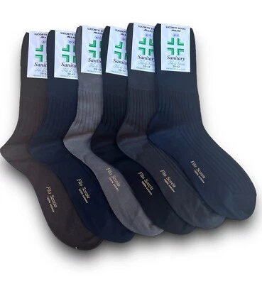 LUCCHETTI SOCKS MILANO 6 PAIA CALZE CORTE SANITARIE UOMO CALZINI 100% COTONE FILO SCOZIA MADE IN ITALY