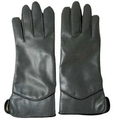 Guantes de vestir vintage gris imitación cuero puños forrados tejido acrílico Taiwán Foto 1 de 4