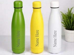 Personalised Any Name On A 500ml Insulated Water Bottle Like Chillys 13 Colours  - Picture 1 of 16