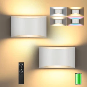 Rechargeable Battery Operated Wall Sconces, Remote Control Dimmable LED Wall Sco - Picture 1 of 7
