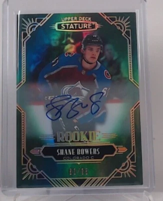 2020-21 UPPER DECK STATURE SHANE BOWERS ROOKIE AUTO GREEN /85 #163 AVALANCHE PD - Image 1 of 2
