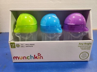 Munchkin 10 oz a prueba de derrames cualquier ángulo bloqueo de clic taza de paja ponderada paquete de 3 NUEVO Foto 1 de 2