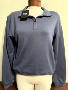 Under Armour Women's Blue Fusion Fleece Pullover GOLF MEDIUM NEW NWT - Picture 1 of 5