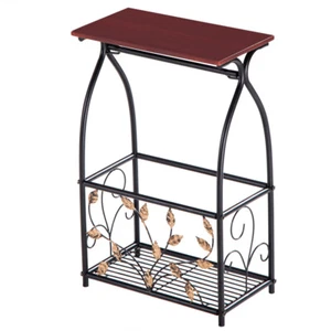 Soporte de mesa de baño de metal estante de almacenamiento con estante de cargador de tela una mesa lateral - Imagen 1 de 22