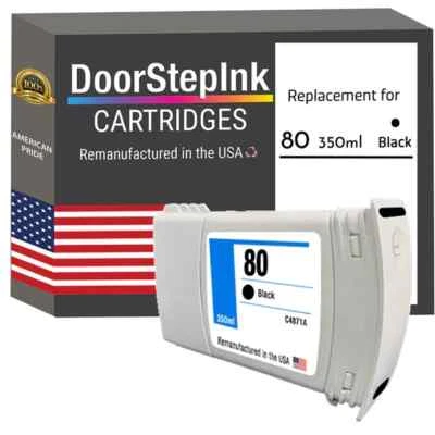DoorStepInk Compatible Ink Cartridges for HP 80 350mL (C4871A) Black-USA - Image 1 of 4