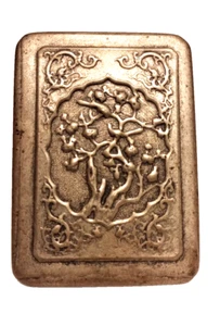 antique Chinese paktong rectangular ink box with embossed lid depicting a tree - Picture 1 of 13