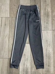 Adidas Track Pants Boys Youth Size M Medium 10/12 Gray White 3 Stripe Pockets - Picture 1 of 13