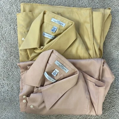 2 camisas de vestir Geoffrey Beene para hombre medianas, 15-1/2, 32/33, manga larga dorado melocotón Foto 1 de 4