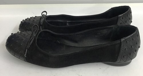 TOD’S Scarpa piatta Tods Ballet nera pelle scamosciata punta e tacco a scatto taglia 40