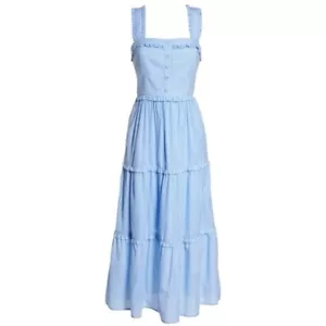 Gal Meets Glam Courtney Rio Stripe Lawn Maxi Dress Blue White Size 4 - Picture 1 of 10