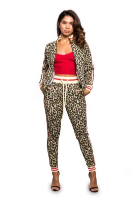 Conjunto de chándal deportivo sudadera de leopardo feroz para mujer VL210 Foto 1 de 2