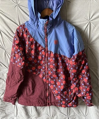BURTON Girls Youth Purple Cherry Print Dryride Winter Ski Jacket Coat XL US-18 - Image 1 of 4