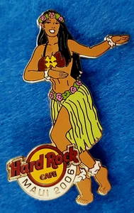 MAUI SEXY HAWAIANO HULA CHICA BAILARINA 2006 COCOS HIERBA FALDA Hard Rock Café PIN - Imagen 1 de 1