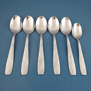 Cambridge Stainless KARA SAND ~ (5) Oval Soup Spoons & (1) Teaspoon ~ Flatware - Picture 1 of 13