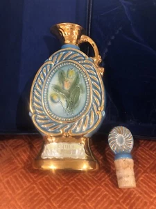 Decanter Borbone Whisky Jim Beam Oro e Blu 1973 Vuoto in scatola 175 Mesi. - Foto 1 di 7