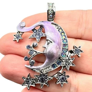 Kirks Folly Womens Pendant Interchangeable Magnetic Moon Purple Crystal Stars - Picture 1 of 3