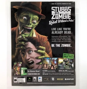 Stubbs the Zombie Rebel Without a Pulse 2005 anuncio laminado retro no muerto publicación de juego - Imagen 1 de 6