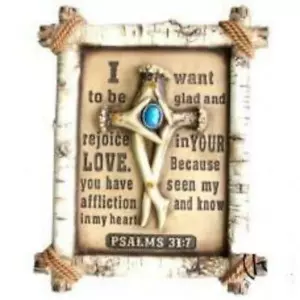 Antler Cross with Birch Wall Plaque - Picture 1 of 1