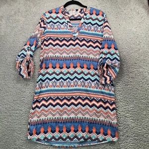 Almost Famous ZigZag Loose Cinch Long Sleeve Womens Blouse Top Size Medium - Picture 1 of 10