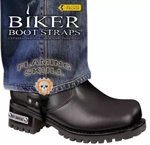 Harley-Davidson Boot 6" Flaming Skull Motorcycle Boot Straps - Bild 1 von 4