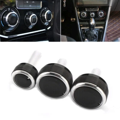 3PCS Car Air Condition A/C Switch Buttons Control Knobs Cover For VW Golf MK4 - Image 1 of 4