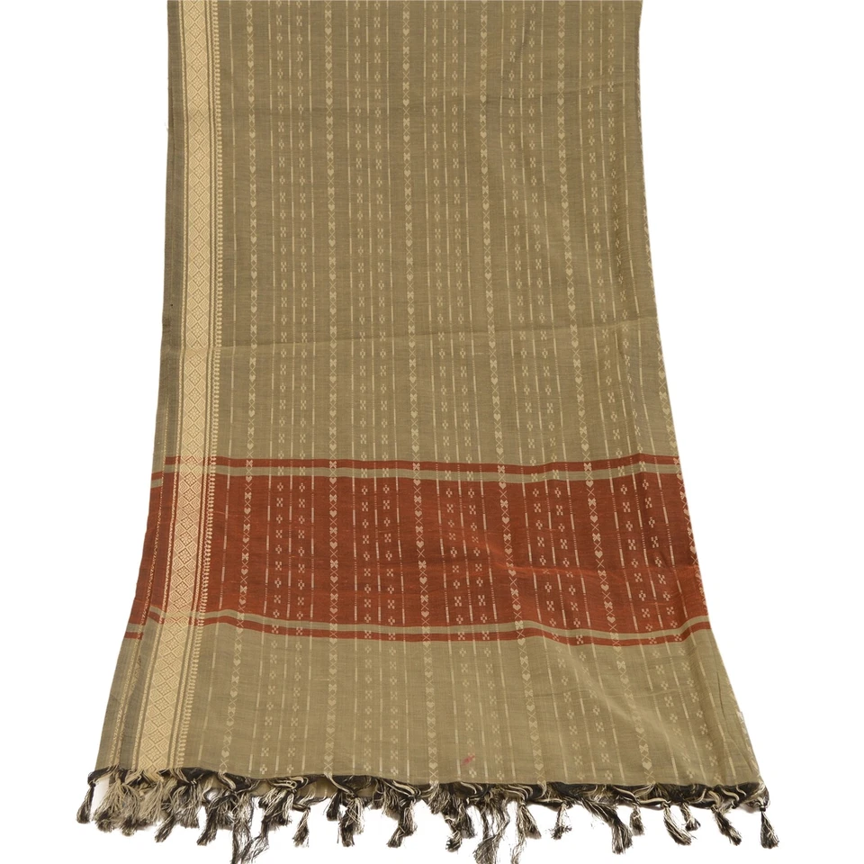 Bufandas envolventes tejidas gris algodón estola larga Dupatta vintage Sanskriti Foto 1 de 4