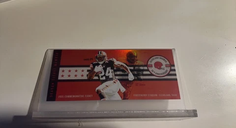Cleveland Browns 75th Anniversary Commemorative Ticket, Holder & felt Pouch Cover