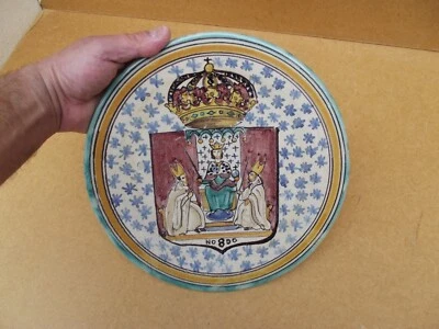 Ancienne assiette murale décor Couronne Royale Religieux - Photo 1/4