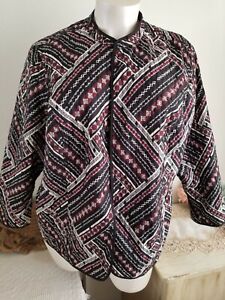 Catherines Oriental Style Red and Black Soft Quilted Blazer Woman's 3X JJ561