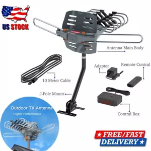 HDTV 1080P Outdoor Amplified Digital Antenna 360 Rotor HD TV UHF VHF FM 150 Mile - Picture 1 of 18