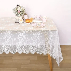 White Lace Tablecloth: 60 X120 Inches - Rectangular - Wedding Table Cloth Vintag - Picture 1 of 7