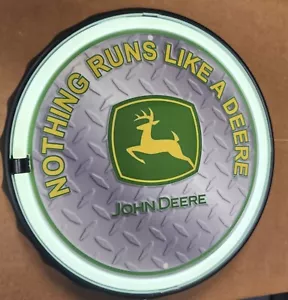 New JOHN DEERE 12" round Led Light Sign Perfect Gift Idea Man Cave. - Picture 1 of 2