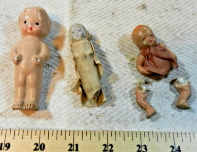 VTG Lot Of 3-1950's Dime Store Ceramic Miniature Jointed Baby Dolls - Unknown - Image 1 of 4